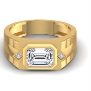 Contemporary Emerald-Cut Diamond Men’s Ring