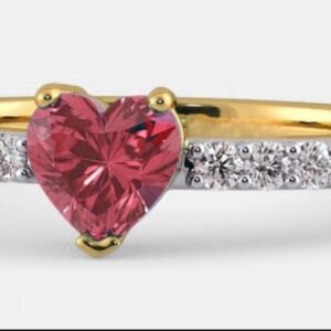 Earring 18 kt gold Pink Heart Round