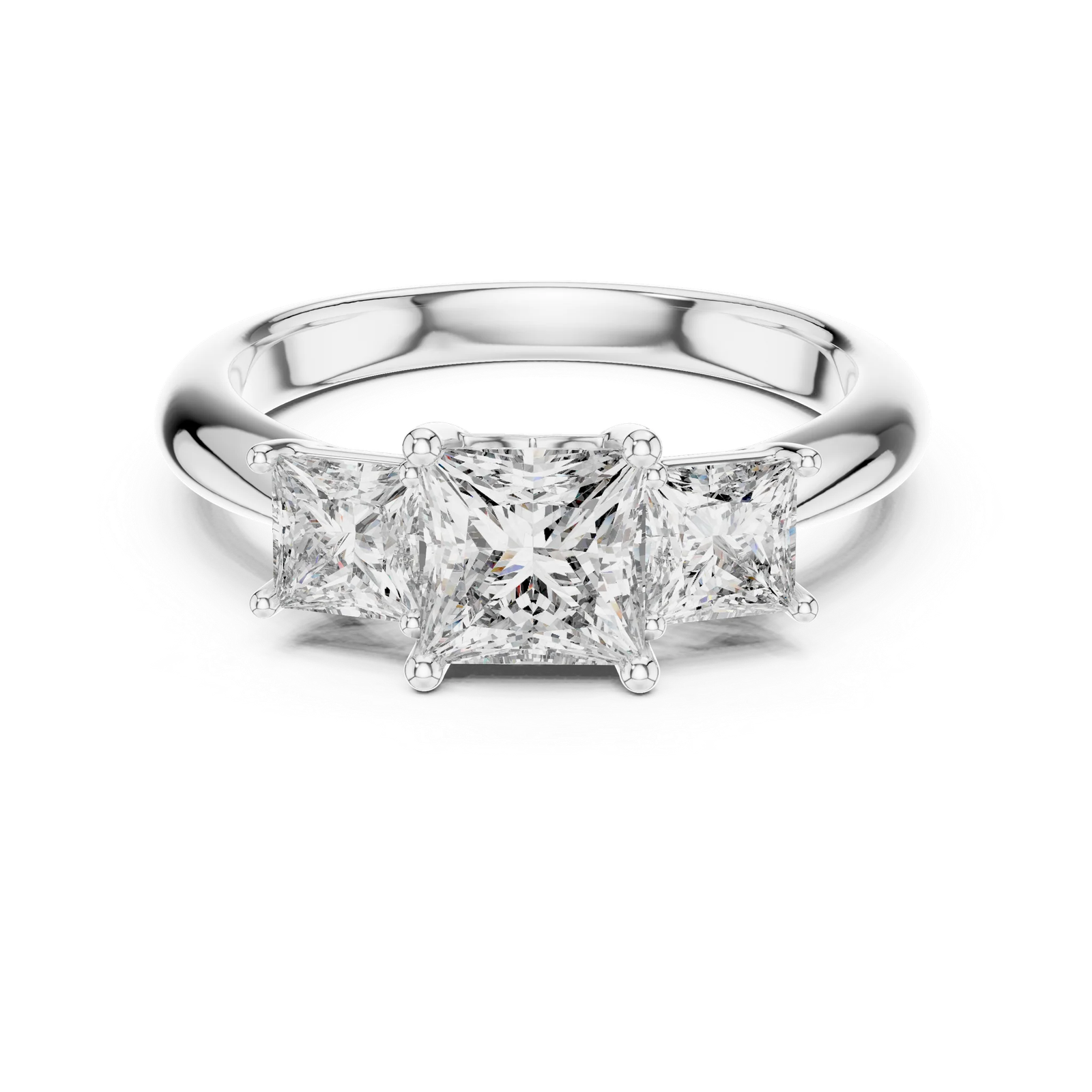 ELEGANT THREE-STONE 1-CT PRINCESS CUT DIAMOND ENGAGEMENT RING