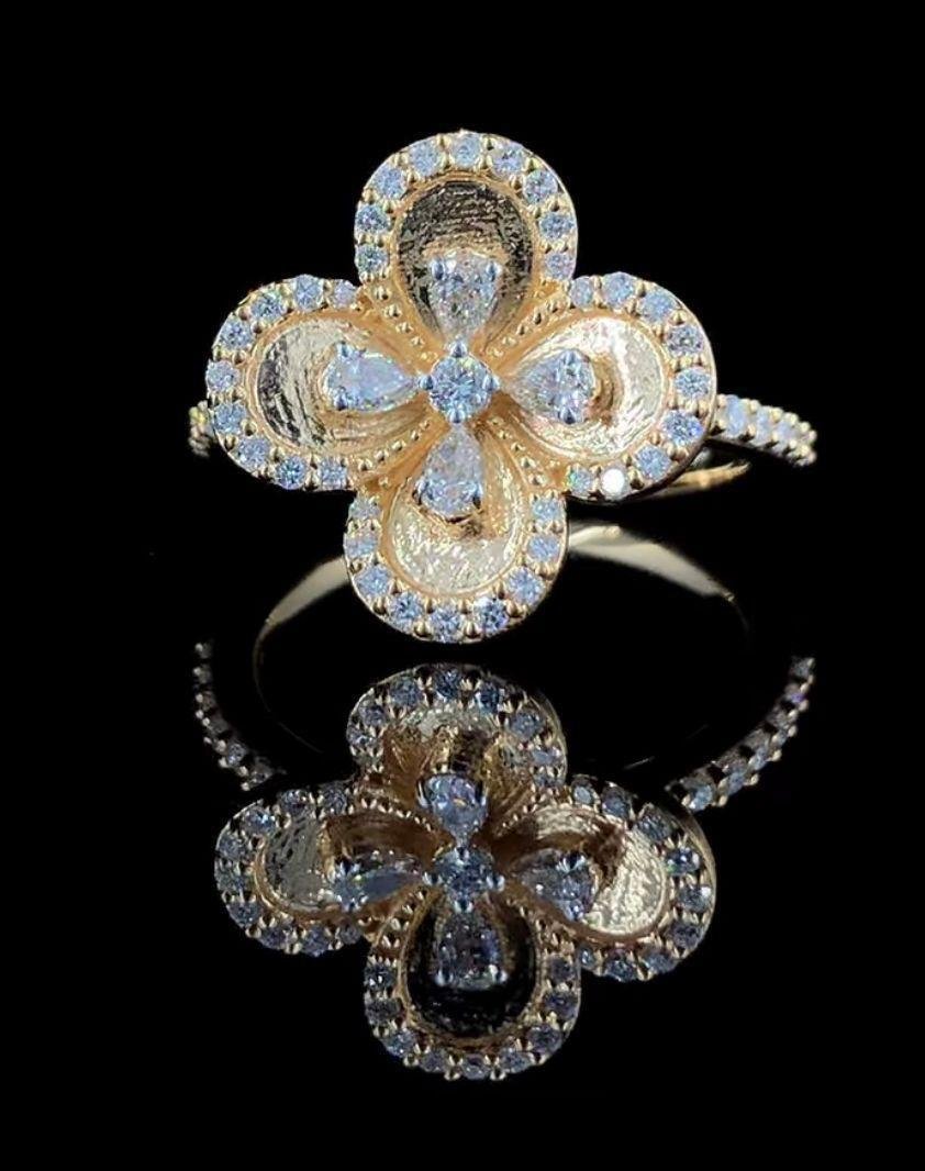 Celeste Four-Petal Crystal Ring